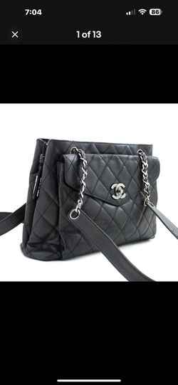 Authentic Chanel Caviar Quilt Black Leather Bag Large