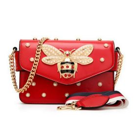 Red Women's Shoulder Bag Pu Leather Fashion Women Chain