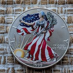 1999 Colorized Silver Eagle 1 Oz .999 Silver