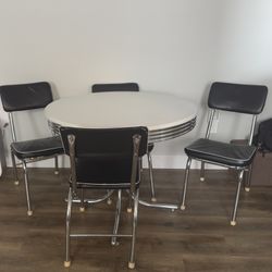 Retro White Round Dining Table Set 