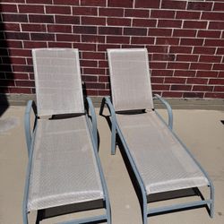 Pair of Adjustable Outdoor Chaise Lounge Chairs 