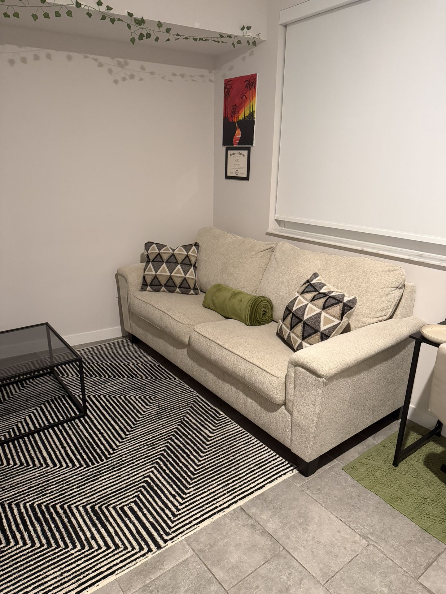 Couch/ Sofa & Glass Table