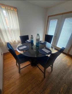 4 chair and table with decor