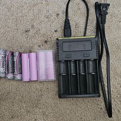 18650 Rechargeable Batteries Lot With Charger
