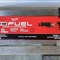Milwaukee M18 FUEL 18V SUPER SAWZALL . Brand NEW.  Tool Only.   NUEVO.
