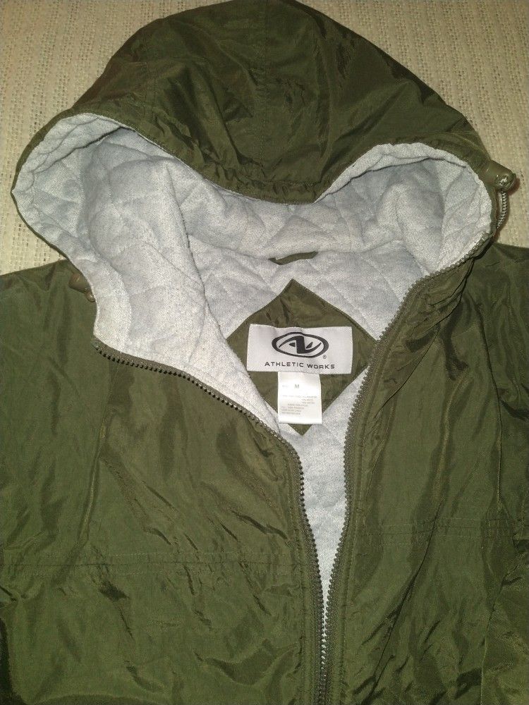 Boys Hooded Jacket Size Med (14/16) Khaki Green