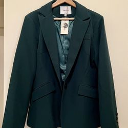 Green Blazer With Shoulder Pads