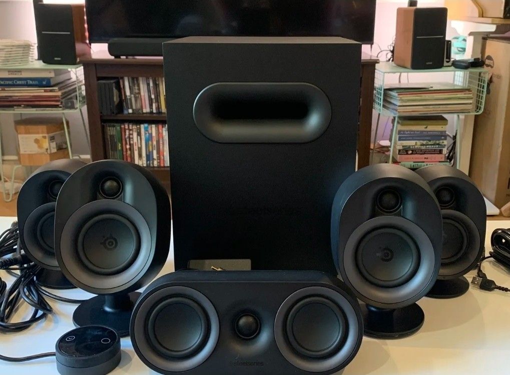  SteelSeriea 5.1 Bluetooth Gaming Speakers with RGB Lighting (6 Piece) - Black