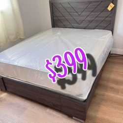 Queen Bed Frame With Mattress 