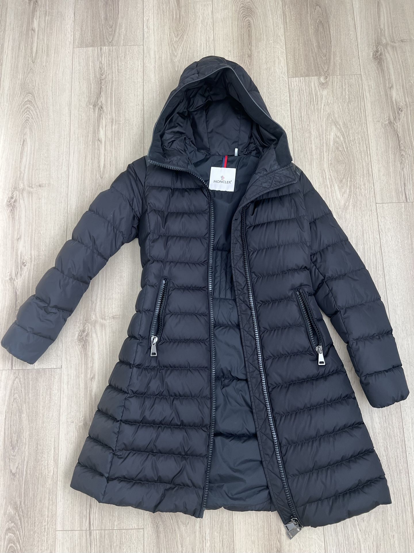 Moncler Women's Taleve Long Leather-Trim Puffer Coat - Size 0