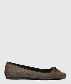 Michael Kors Ballet Flat Womens Size 9 Nori Logo Canvas Slip on Almond Toe