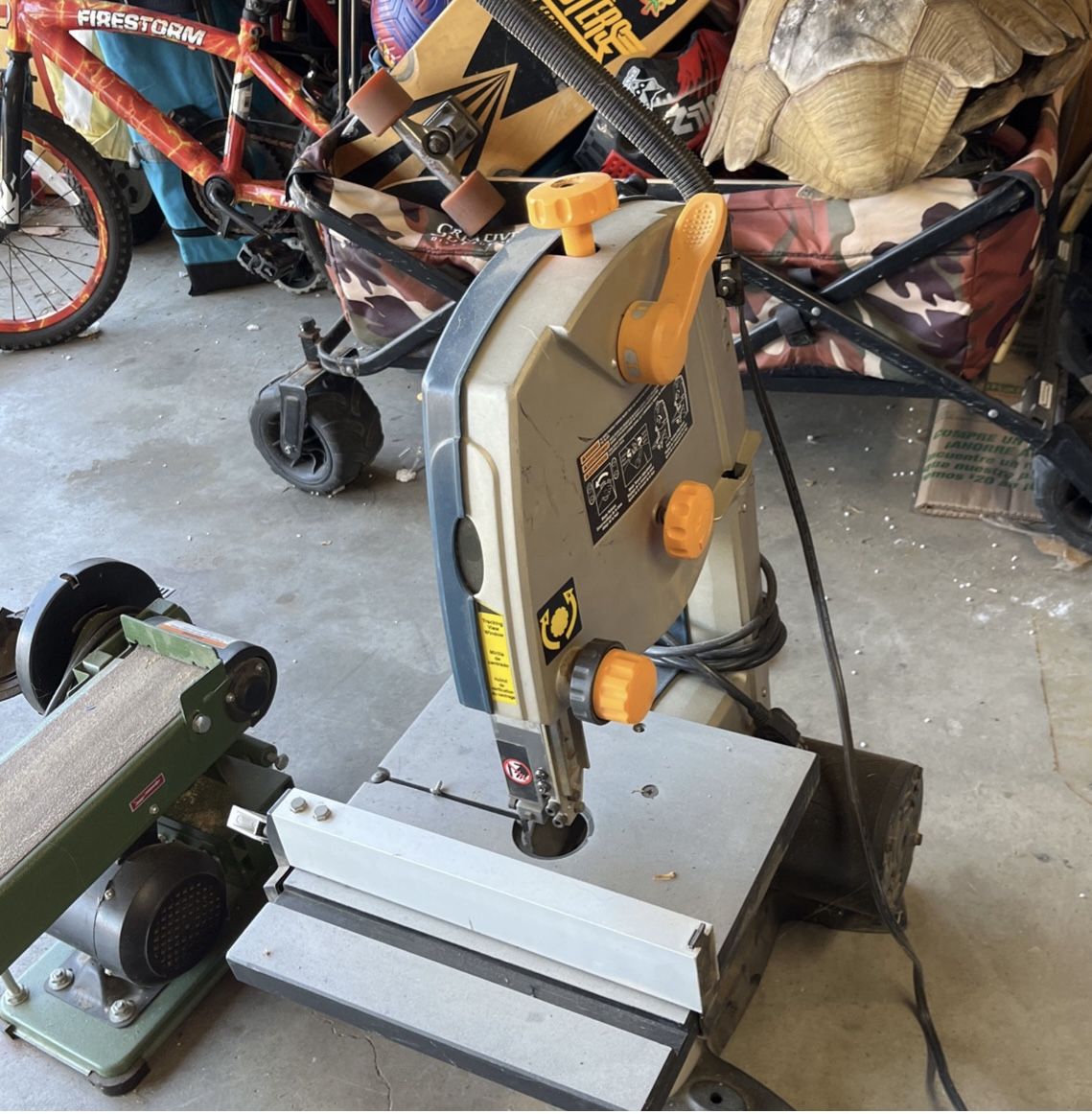 Sander, Table saw, Welder, Band saw