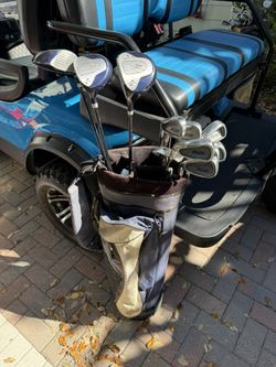 Mens left handed complete golf club set with golf bag. Warrior clubs