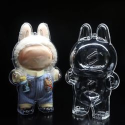 2Pcs Protective Case for LABUBU The Monsters Exciting Macaron - Clear Display Case, Dustproof Acrylic Cover for Standing Figures (Doll Not Included)