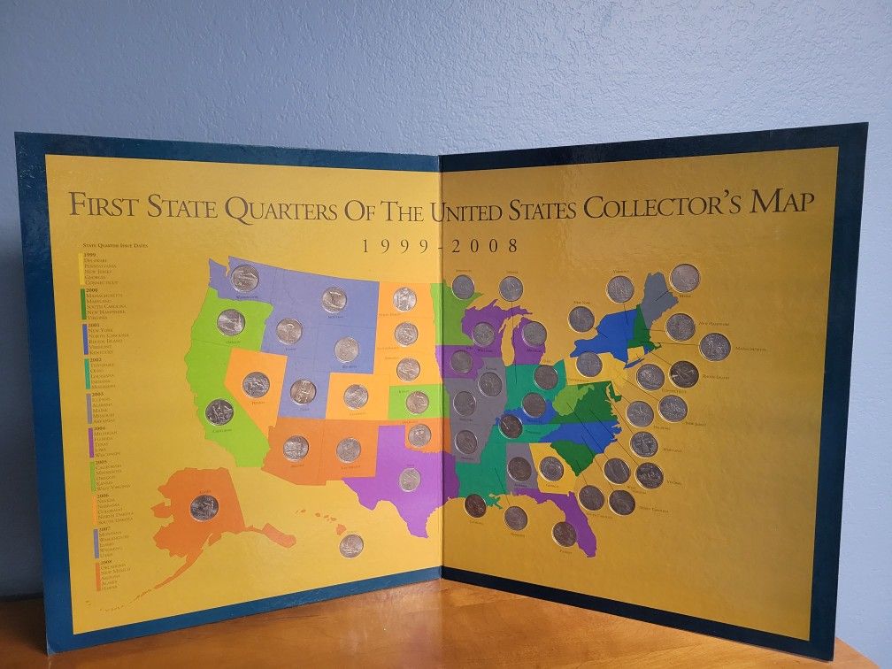 First State Quarters of The United States Collector's Map 1999 Through 2008