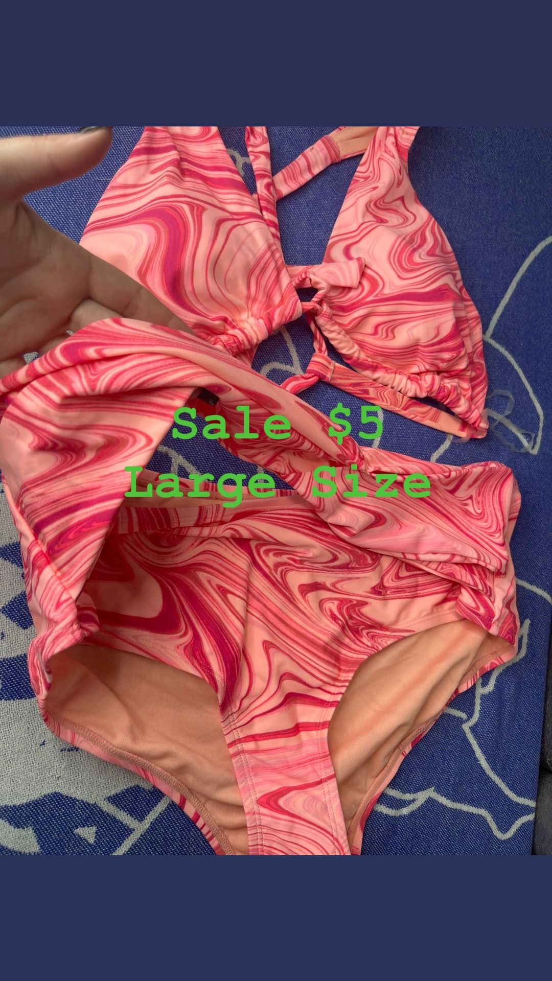 Set 2 Pieces Swimwear Pink Size Large Bra With Cups And Bikini Covers Tummy Set 