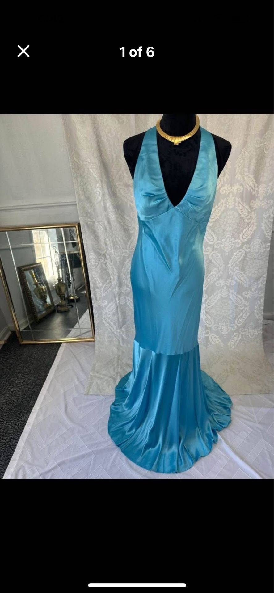 💙 Elegant Turquoise Satin Mermaid Gown – Glamorous Statement Dress 💫