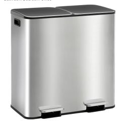 2 x 10.6 Gallon Kitchen Trash, Stainless Steel Garbage Can with Soft-Close Lid   Retail $130