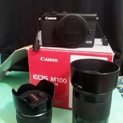 Canon M100  w/ Ef-m 15-45mm & Ef-m 55-200mm Lenses 