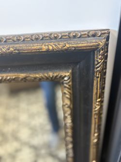 Extra Large Antique Mirror 36" X 38" Green & Gold Border