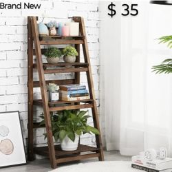 Brand New 45" Infinity Merch Wooden Foldable Ladder Shelf Natural Finish 