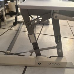 VIVO White Height Adjustable Standing Desk Monitor Riser Tabletop Sit to Stand
