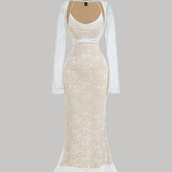 Mermaid Beige Lace Gergeous Party Dress