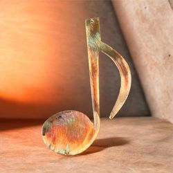 Vintage Artisan Copper & Brass Musical Eighth Note Wall Art Décor Accent