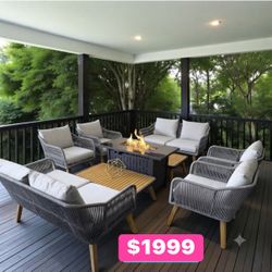 Outdoor Patio Furniture Set with Fire Pit Table