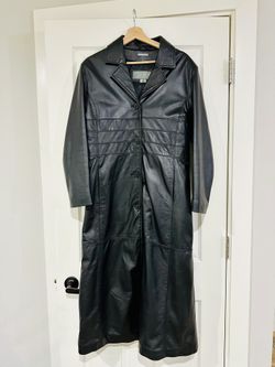 Accents collection Women Long Leather Jacket trench-coat 