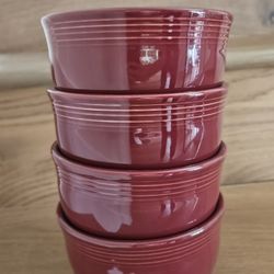 Set Of 4 Fiestaware Cinnabar Gusto Bowls   HOMER LAUGHLIN CHINA Claret Maroon Wine Burgundy 
