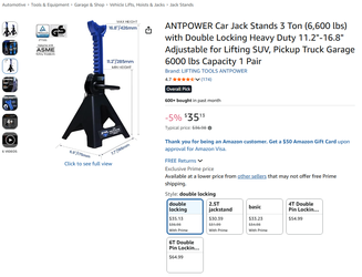 Car Jack Stands,  Floor Jack, Socket Set, Wheel chocks -- used for one time only
