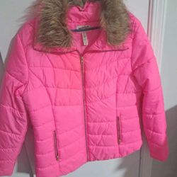 Woman's Pink Fur Winyer Coat By Arizona Jeans Co Size XL 