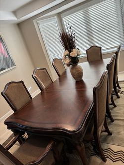 Solid Wood Extendable Dining Table Set – Seats 8 – Chairs Included