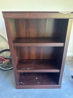 3-Shelf Dark Wood Bookcase / Bookshelf – Adjustable Shelves