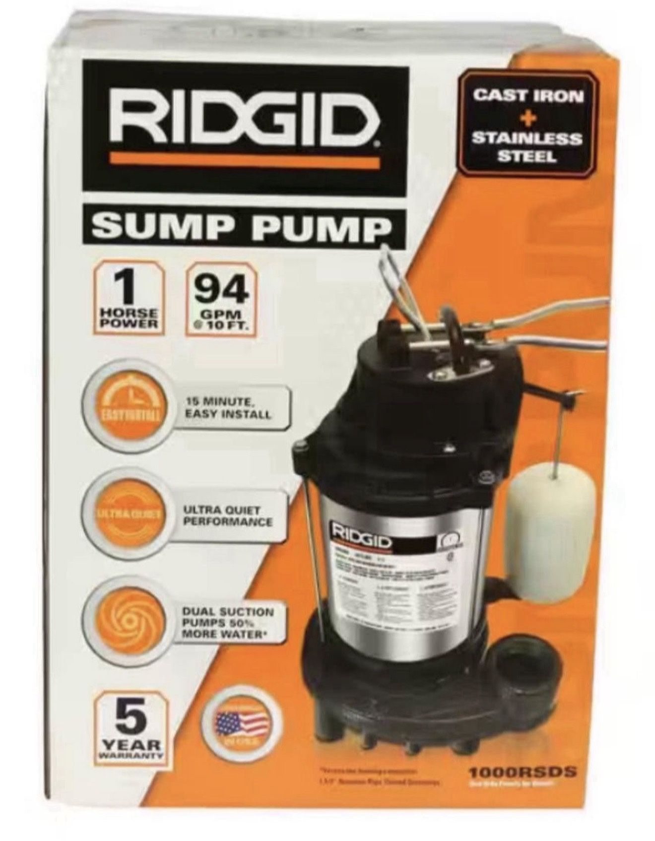 🔥 1 HP Stainless Steel Dual Suction Sump Pump (retail price $400)