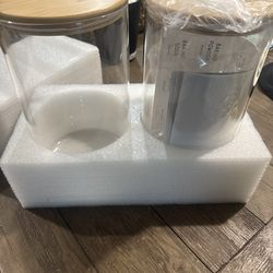 2 Glass Storage Jar with Wooden Lid