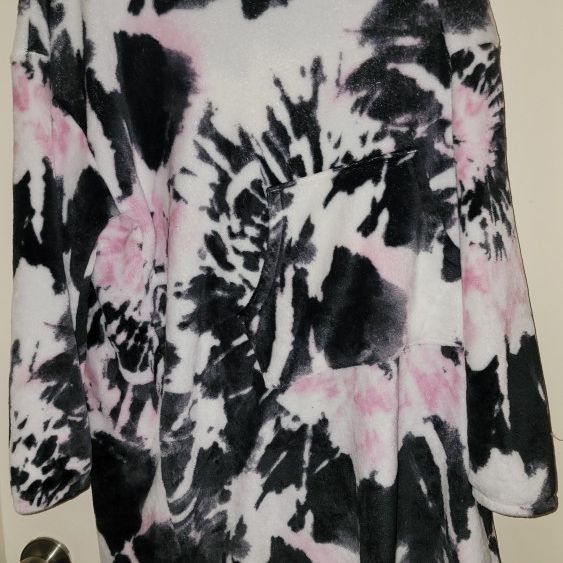Pink Gray & Black Tie Dyed Plush Oversized Hoodie