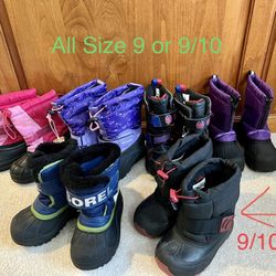 Kid’s Snow Boots, Sizes 9, 9/10, 10
