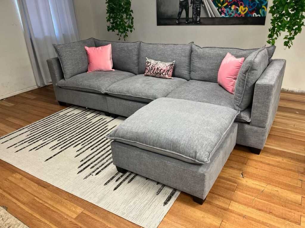 🎄Brand New Grey Fabric L Shape Sectional Couch❄️ | Pay After Delivery 