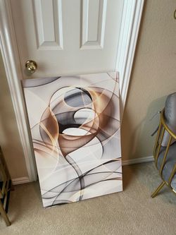 Black, White, and Gold Abstract Canvas Art