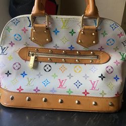 Louis Vuitton LV Handbag Alma White Monogram Multicolor