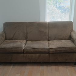 Brown Microsuede Three-Seater Sofa