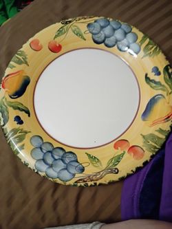 Dansk Fall Harvest Large Dinner Plate 11 1/2" Italy Fruit Border  made in Italy