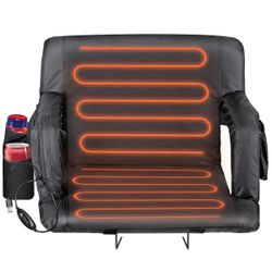 Foldable Heated Stadium Seats for Bleachers with Back Support and Wide Cushion