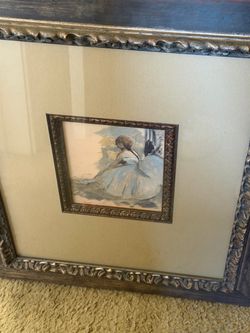 Antique painting with custom frame