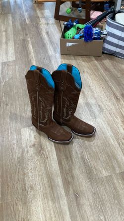 Brown Cowboy Boots with Turquoise Lining