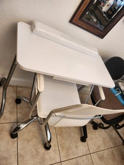 White Nail Tech Table w/ Chair