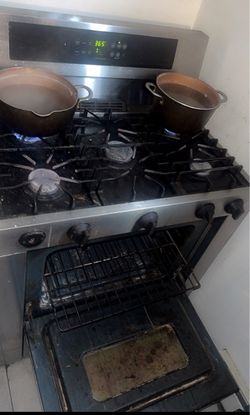 Gray and black stove