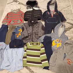 Boys clothes Lot Bundle 15 Items size 12 months jacket coat sweater pants shirts hoodie Carters h&m